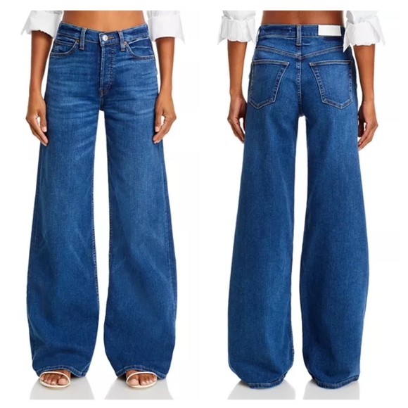 Re/Done Denim - RE/DONE 70s Ultra High Rise Wide Leg Jeans in Monterey Faded Wash Size 25